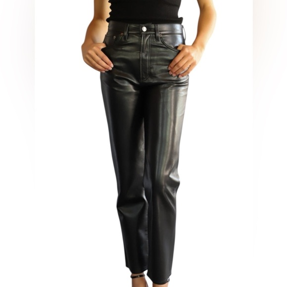 Agolde Recycle Leather 90's Pinch Waist Pants High Rise Size 26